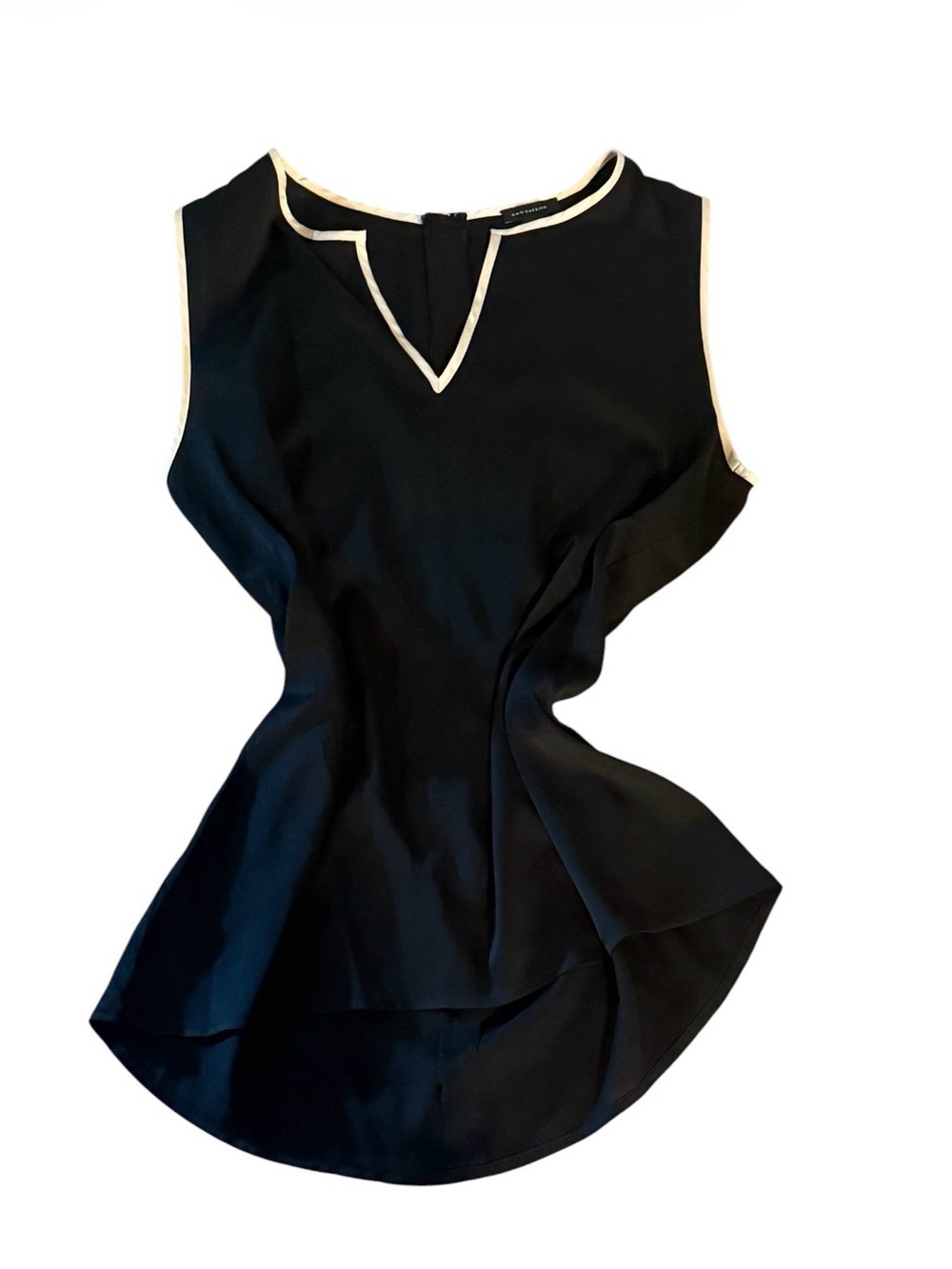 Ann Taylor Black Top with white Trim